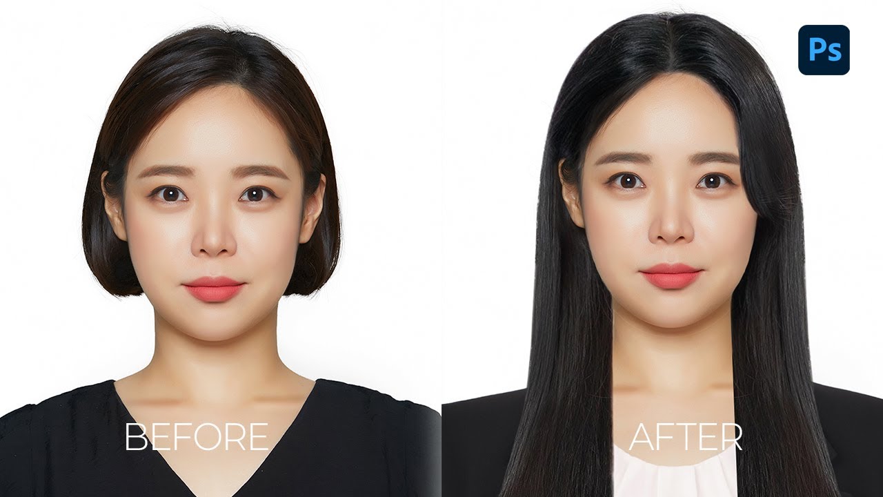 10분안에 배우는 포토샵 증명사진 보정 머리와 옷 합성하기