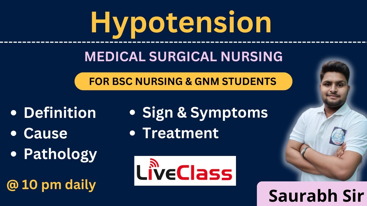 Hypotension || medical surgical nursing || For Bsc Nursing and GNM students