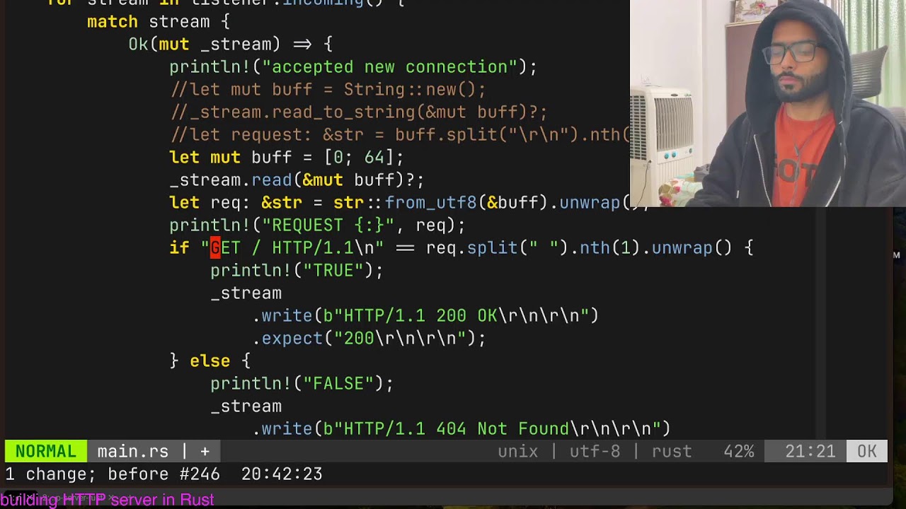 Day 1 building my own HTTP server in RUST | codecrafters.io