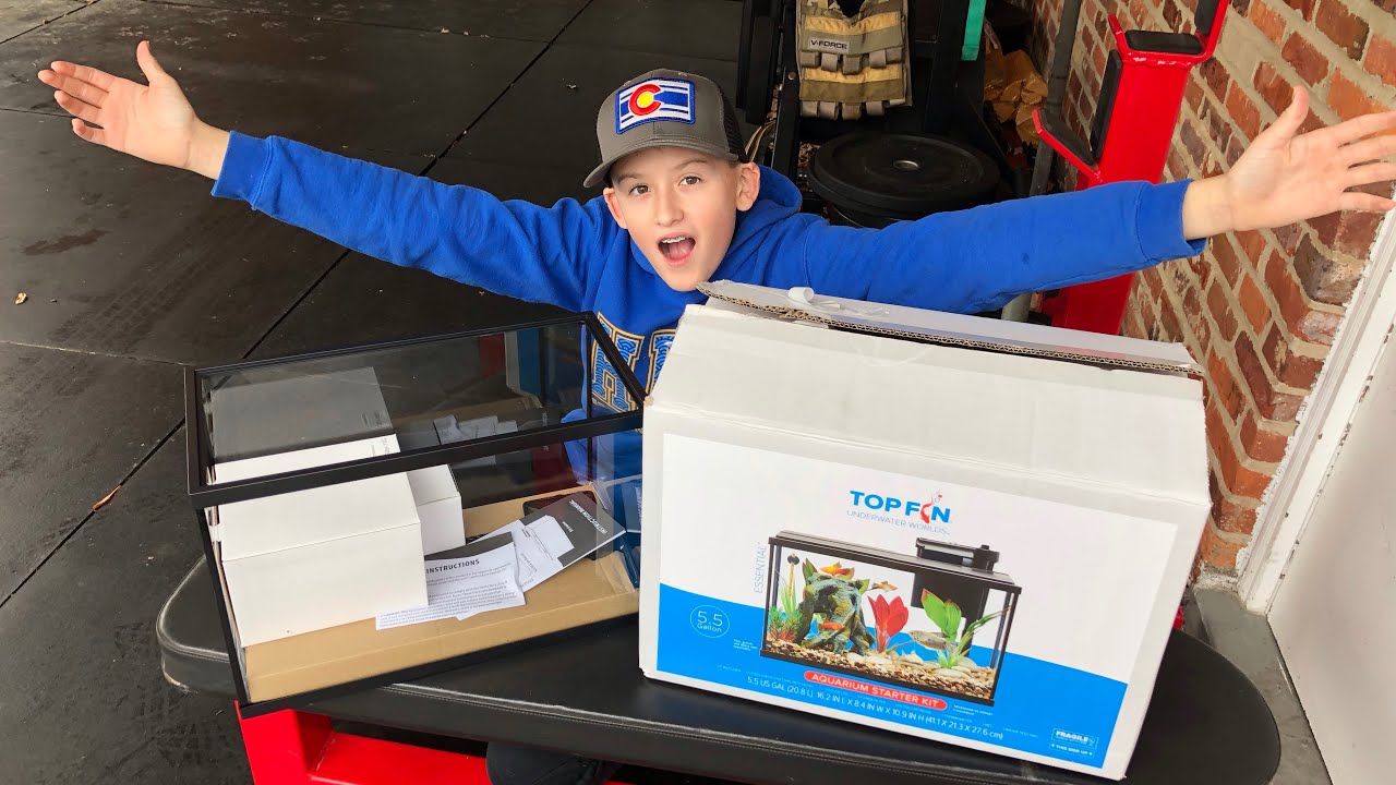 TopFin 5.5 gallon aquarium starter kit. Unboxing and setup!
