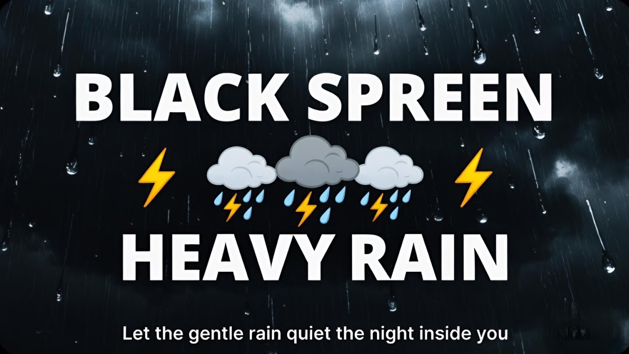 Black Screen Heavy Rain & Thunder Sounds for Deep Sleep | Dark Screen Rain Ambience