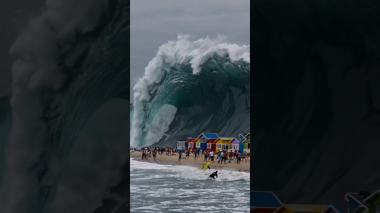 Tsunami Hits Small Surf Town! #surf #tidalwave #tsunami #bigwaves