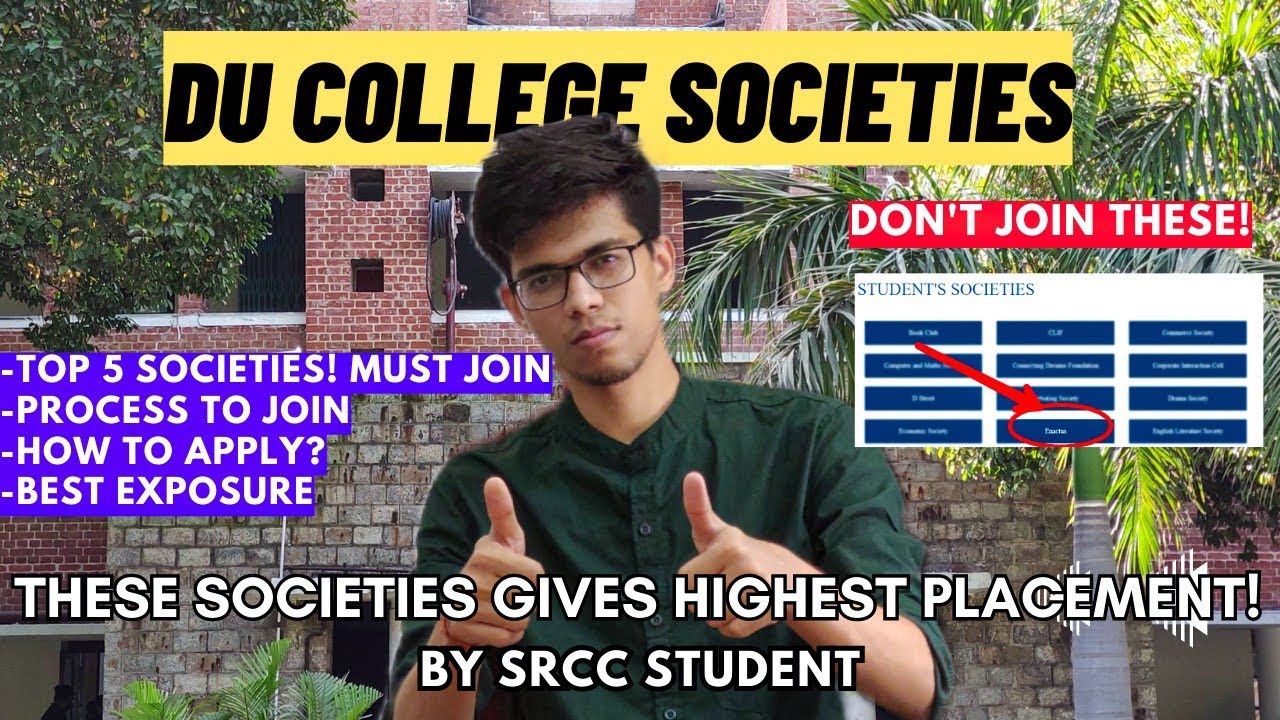 Top DU college societies for HIGHEST PLACEMENT| Guide for DU society| SRCC |Delhi University | DU