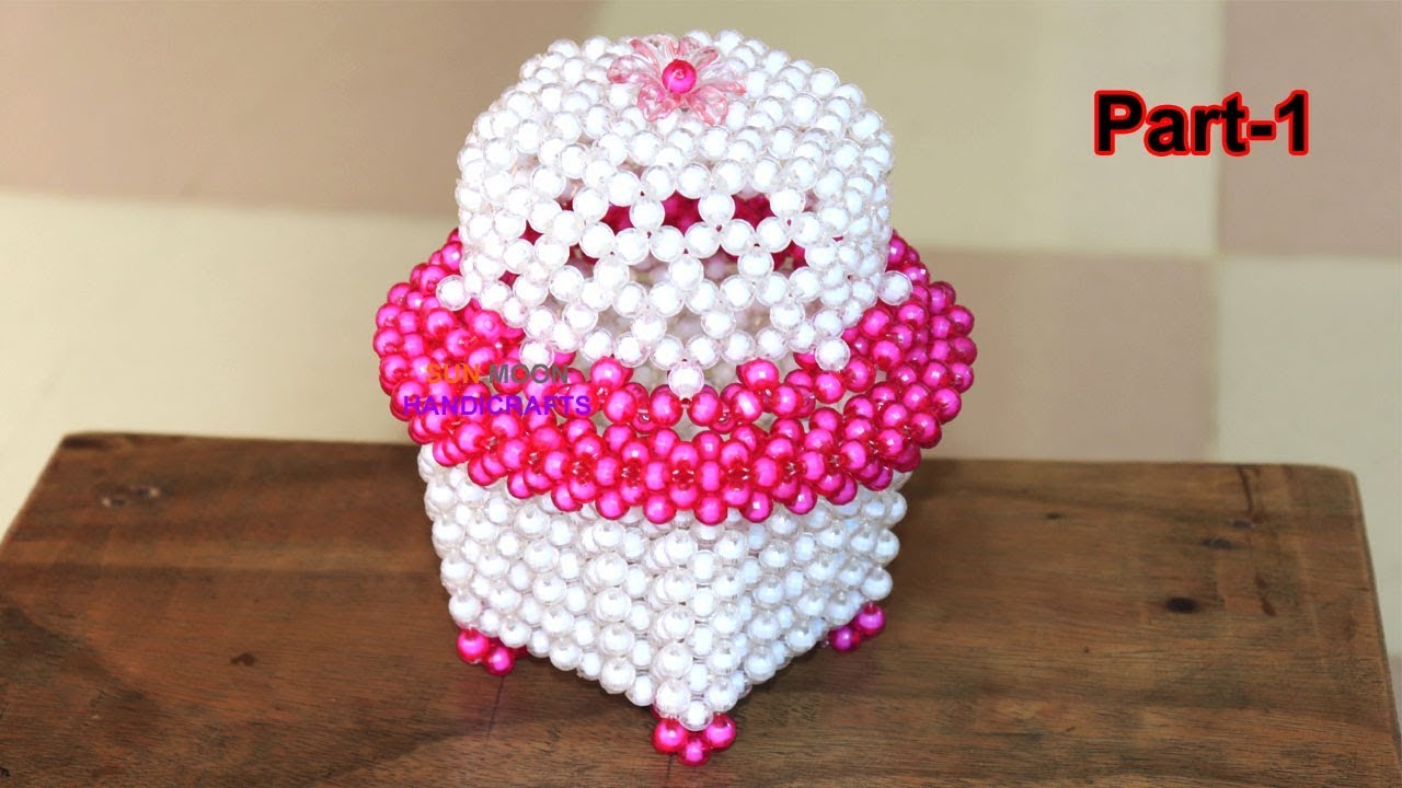 পুতির জুয়েলারী বক্স/ beaded ornaments box/ beaded jewelry box/ how to make round box