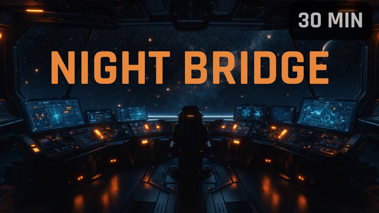 Night Bridge of a Deep Space Freighter | Spaceship Ambience for Sleep & Focus | 30 Min