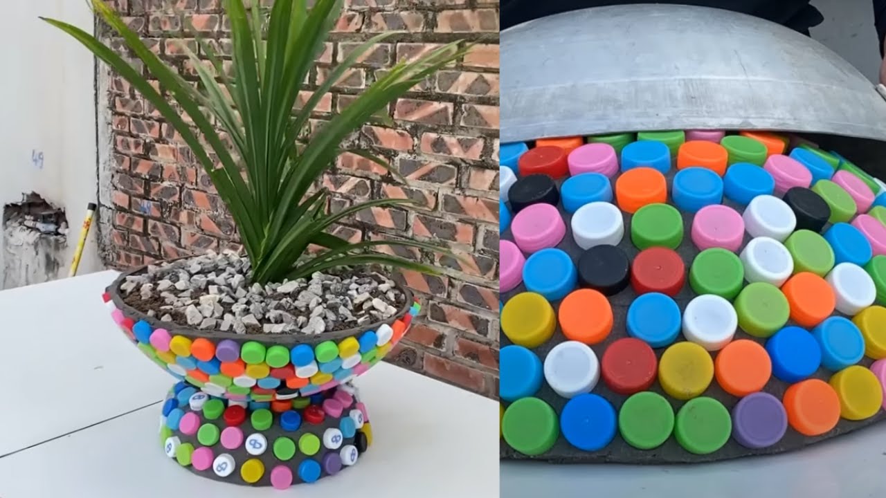 Transform Bottle Caps & Aluminum Pans into Creative Cement Flower Pots!