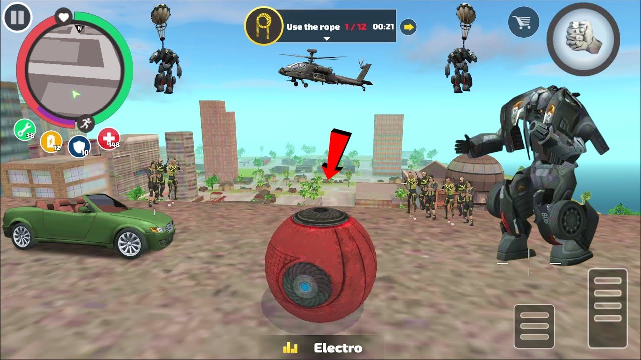 Rope Hero Vice Town (Transformer Robot Ball Fight Black Robot Car) - Android Gameplay HD