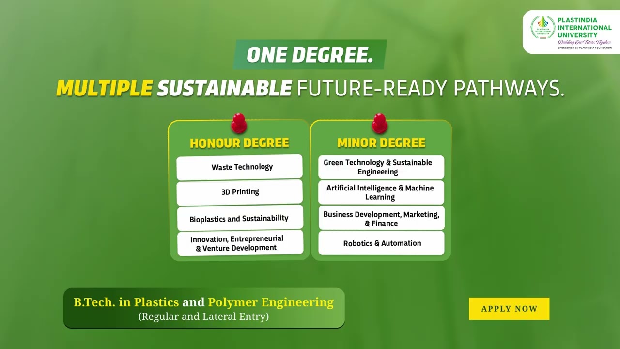 One Degree, Multiple Sustainable Careers | B.Tech in Plastics & Polymer Engineering 🌱 at PIU