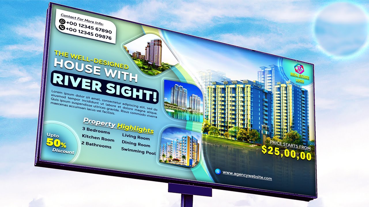 Real Estate Billboard Banner Design | Billboard Banner Design For Real Estate Agency | Photoshop CC