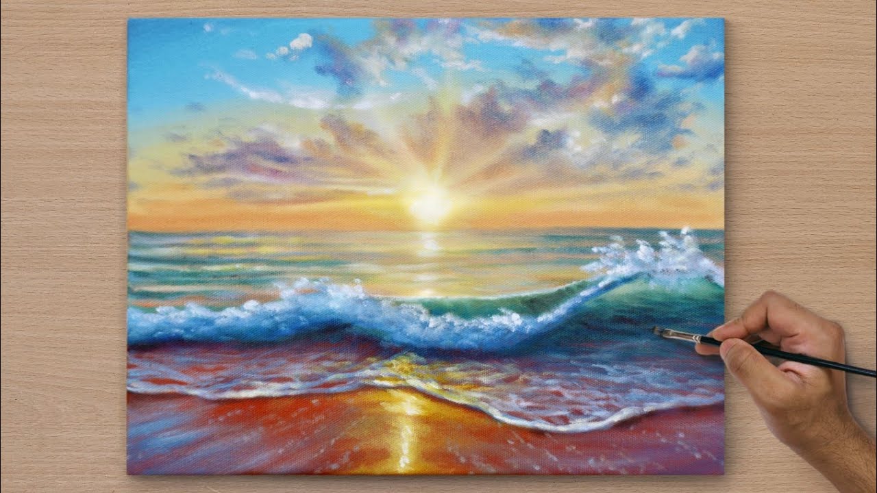 Painting Beautiful Sunset Seascape / Acrylic Paintings /Art Paintings