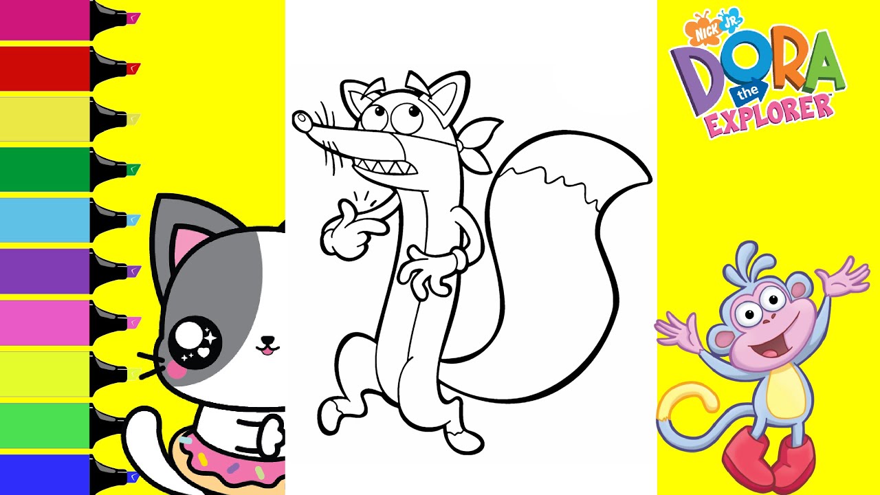 Coloring Dora the Explorer Swiper Isa and Boots Coloring Book Pages | Sprinkled Donuts JR