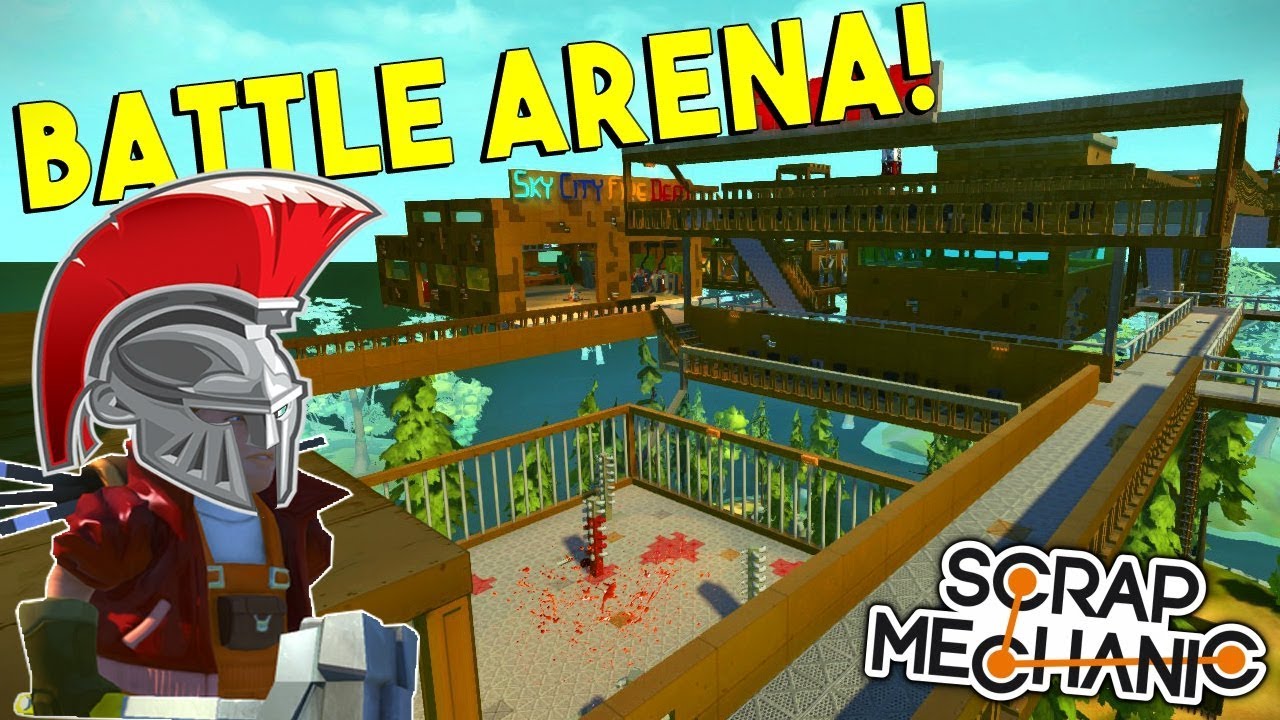 BATTLE ARENA & FIRE DEPARTMENT! - Sky Base EP 4 - Scrap Mechanic Creation Gameplay