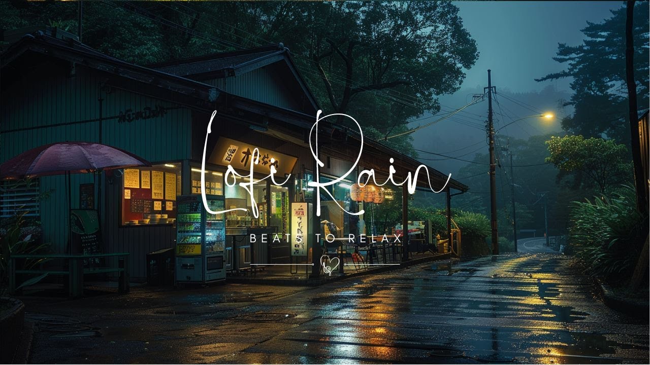 Raindrops and Rhythms 🌜 - Calming Rain with 1-Hour Lofi Chill Session - Relax, Study, Work, Focus