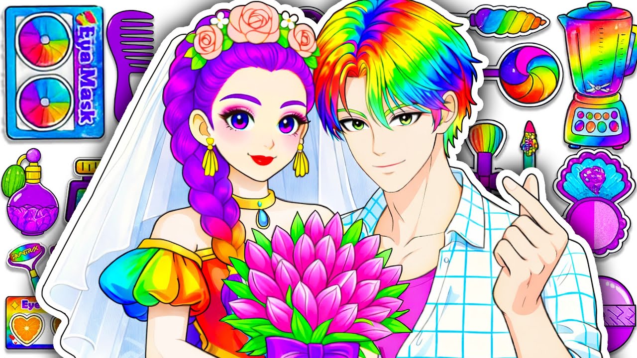 🍓Paper DIY🍓 KPOP DEMON HUNTERS Rumi & Jinu Couple Colorful Wedding Skincare + Makeup Unboxing ASMR