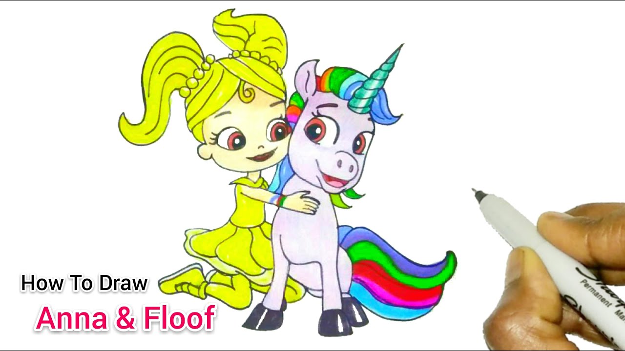 How To Draw Anna & Floof From Rainbow Rangers Easy | Cartooning Cute Drawings