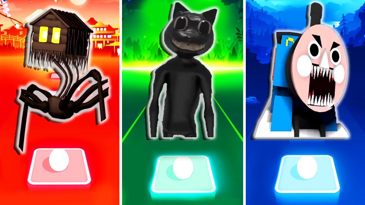 HOUSE HEAD 🆚 CARTOON CAT 🆚 CHOO CHOO | Tiles Hop - EDM Rush 🔴