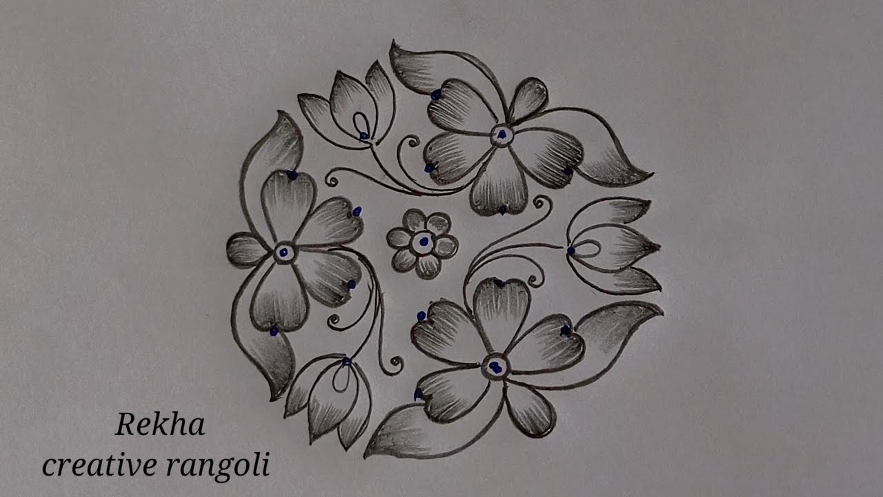 beautiful flower rangoli (5*3) | simple rangoli design | easy Rangoli @rekhacreativerangoli
