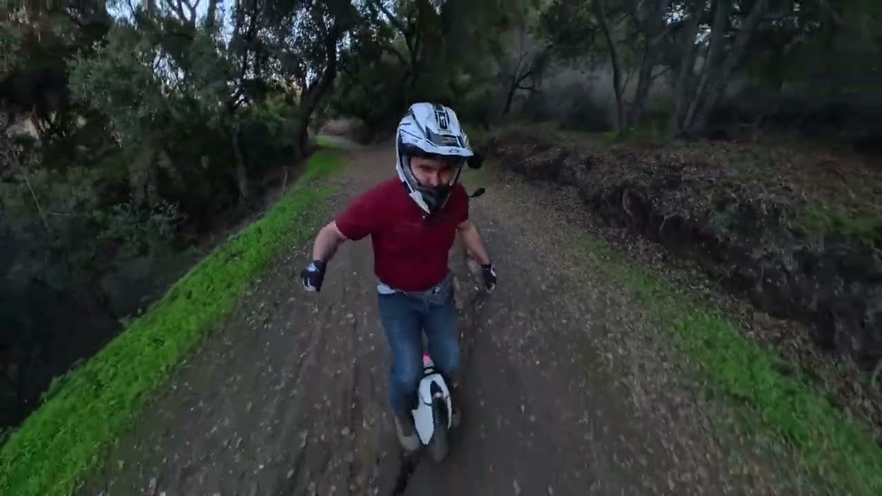 Unicycle riding on the trail in Whittier