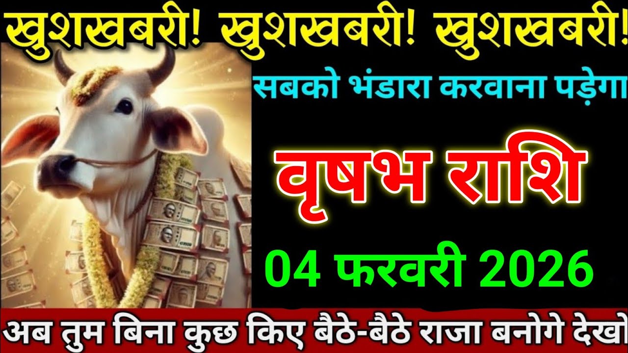 वृषभ राशि 04 फरवरी 2026 बिल्कुल दिमाग शांत करके देखना वीडियो नहीं वरदान है। Vrishabh Rashi 