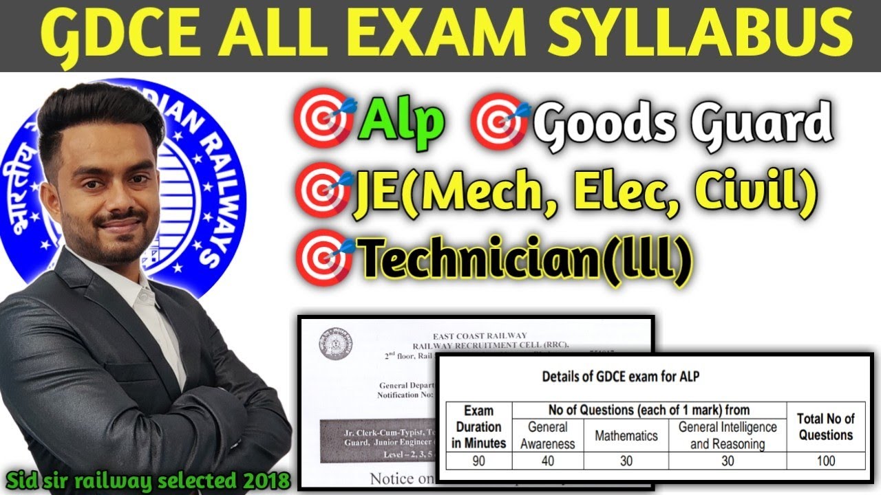 Gdce syllabus of Alp, Goods Guard, JE(Civil, Mechanical, Electronics), Jr clerk cum typist etc