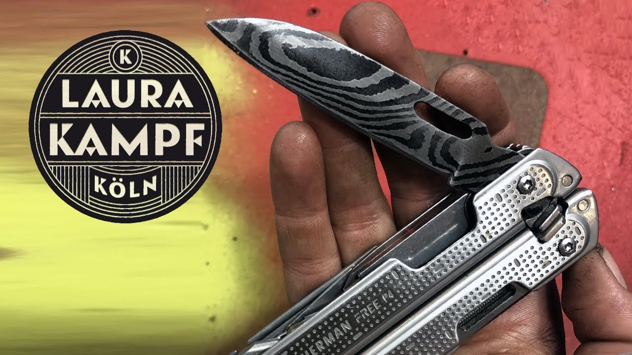 I forged a Damascus Blade for my Leatherman (with HABU)