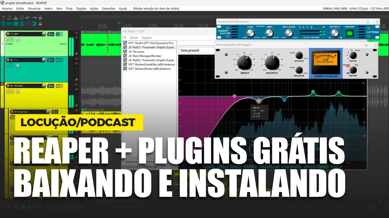 BAIXANDO E INSTALANDO O REAPER + PLUGINS GRÁTIS PARA LOCUÇÃO | Narração, Rádio, Spot, Podcast