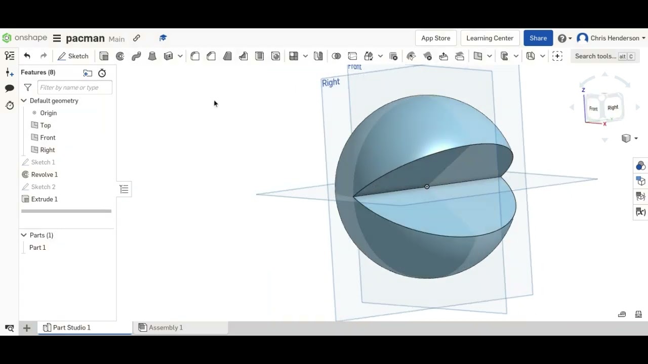 How to make Pacman in onshape
