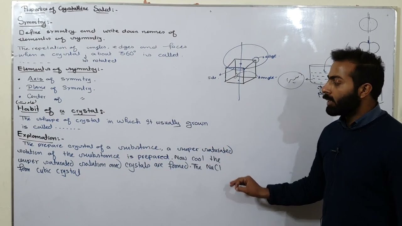 Properties of Crystalline solid | Symmetry and Habit of a crystal | ch#4 | 11th class chemistry