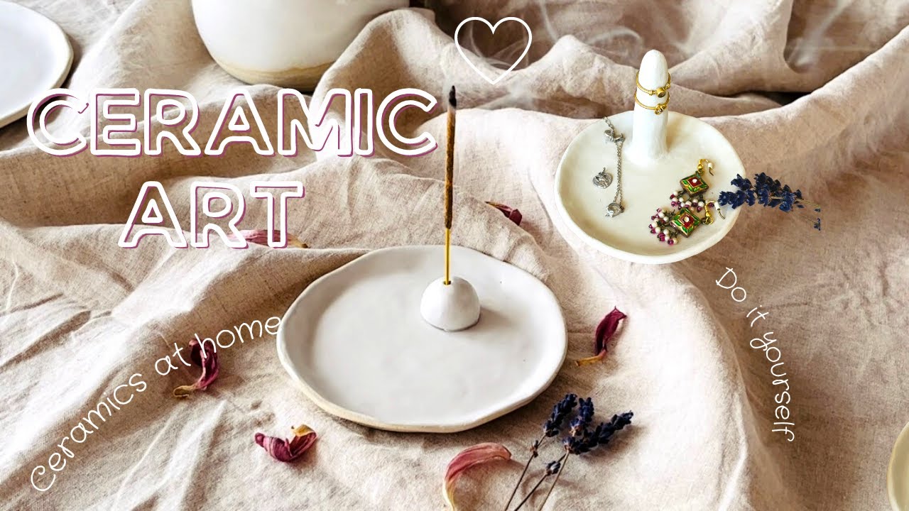 How I make ceramics at home - DIY Clayart - incense stick holder and ringholder - t&ouml;pfern zuhause