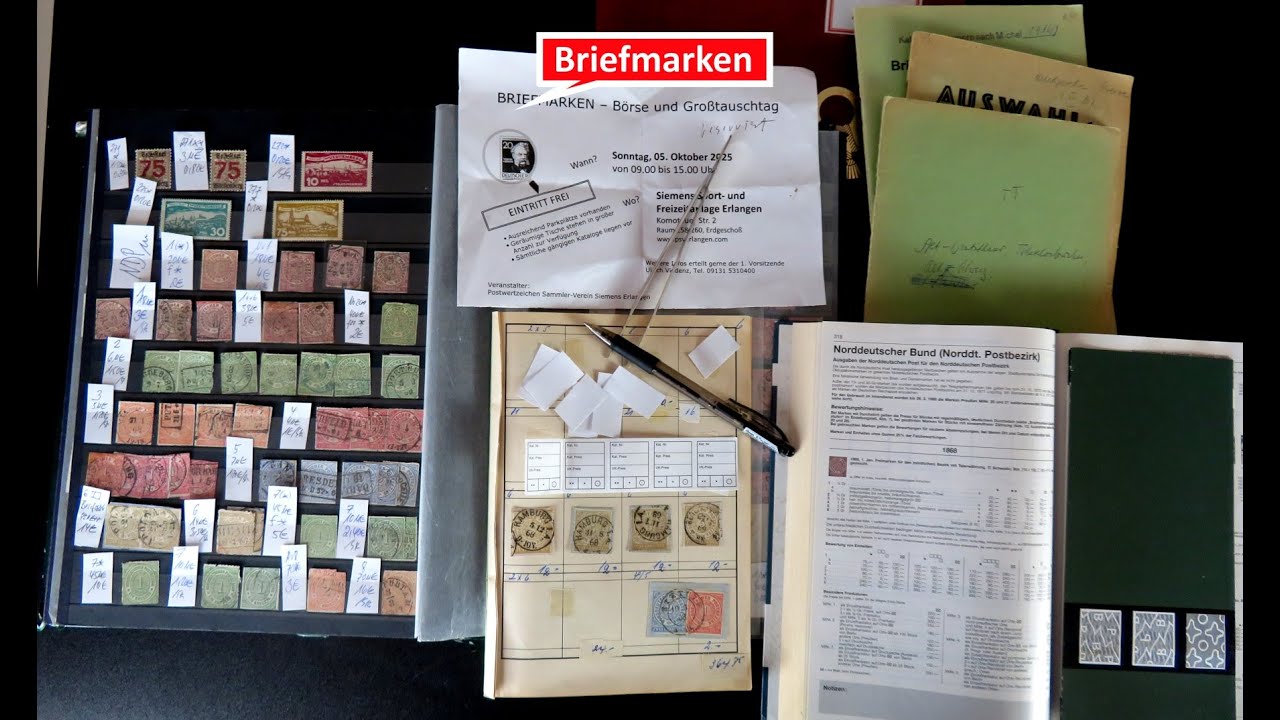 Briefmarken für den Verkauf zusammenstellen, bestimmen, bewerten und ins Verkaufsalbum einsortieren