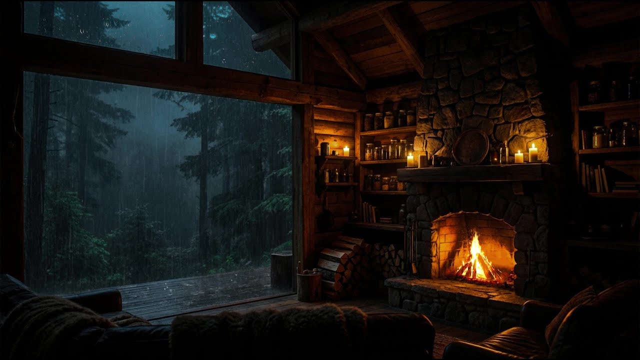 🚫 NO ADS | You’ll Sleep in Minutes 🌧️🔥 Cozy Cabin Rain & Fireplace Sounds for Deep Sleep