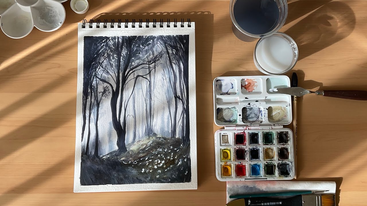 #watercolor #suluboya #painting Watercolor Painting | Misty Forest