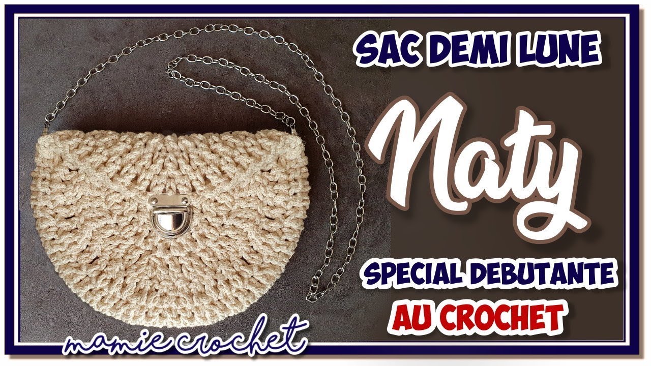 Comment faire un sac demi lune très rapide et facile au crochet tuto, pas à pas pour débutante