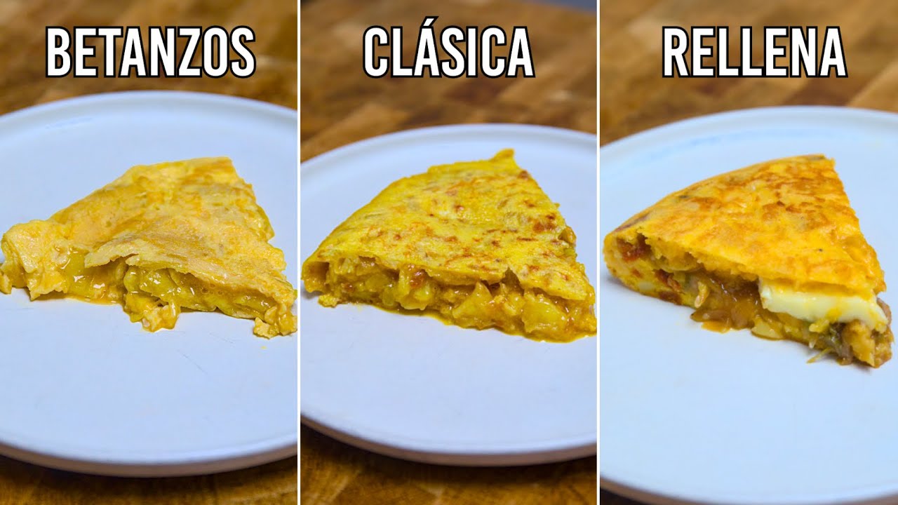 Tortilla de patatas española en tres versiones