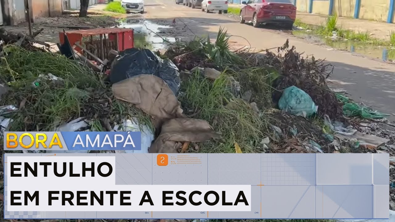 Entulho se acumula em frente a escola no Congós