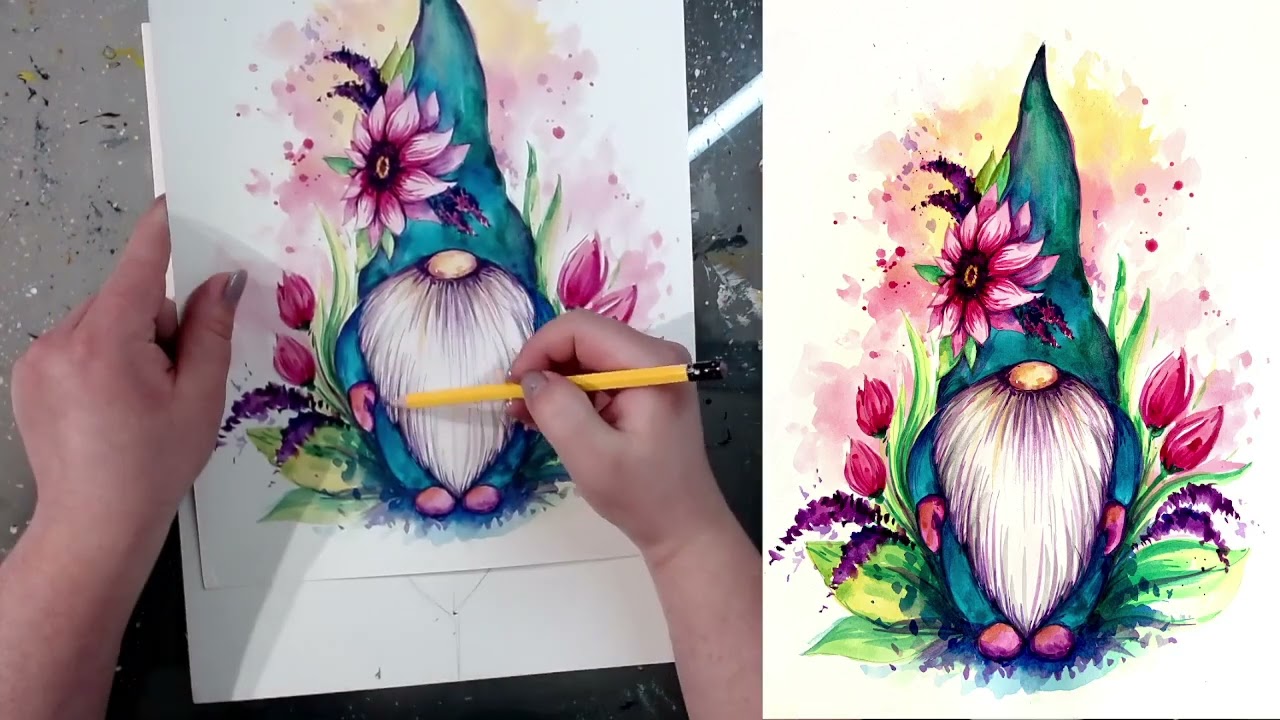 Spring Gnome - Watercolour Painting Tutorial