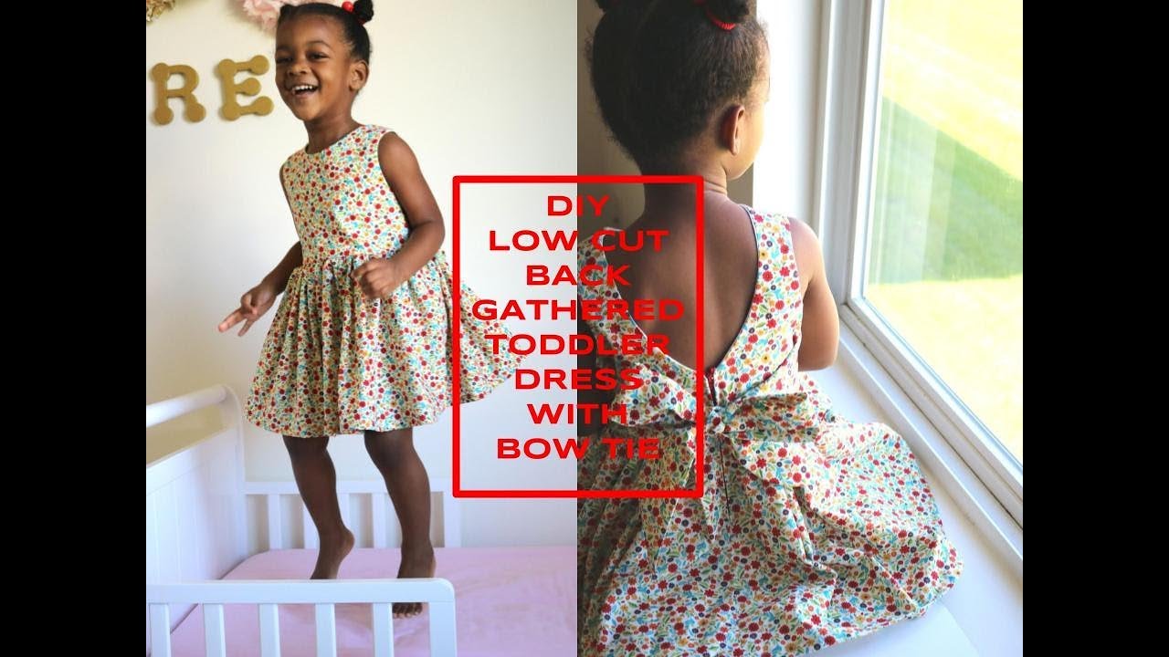 DIY [Beginner Sewing] Low cut back gathered toddler dress with bow tie