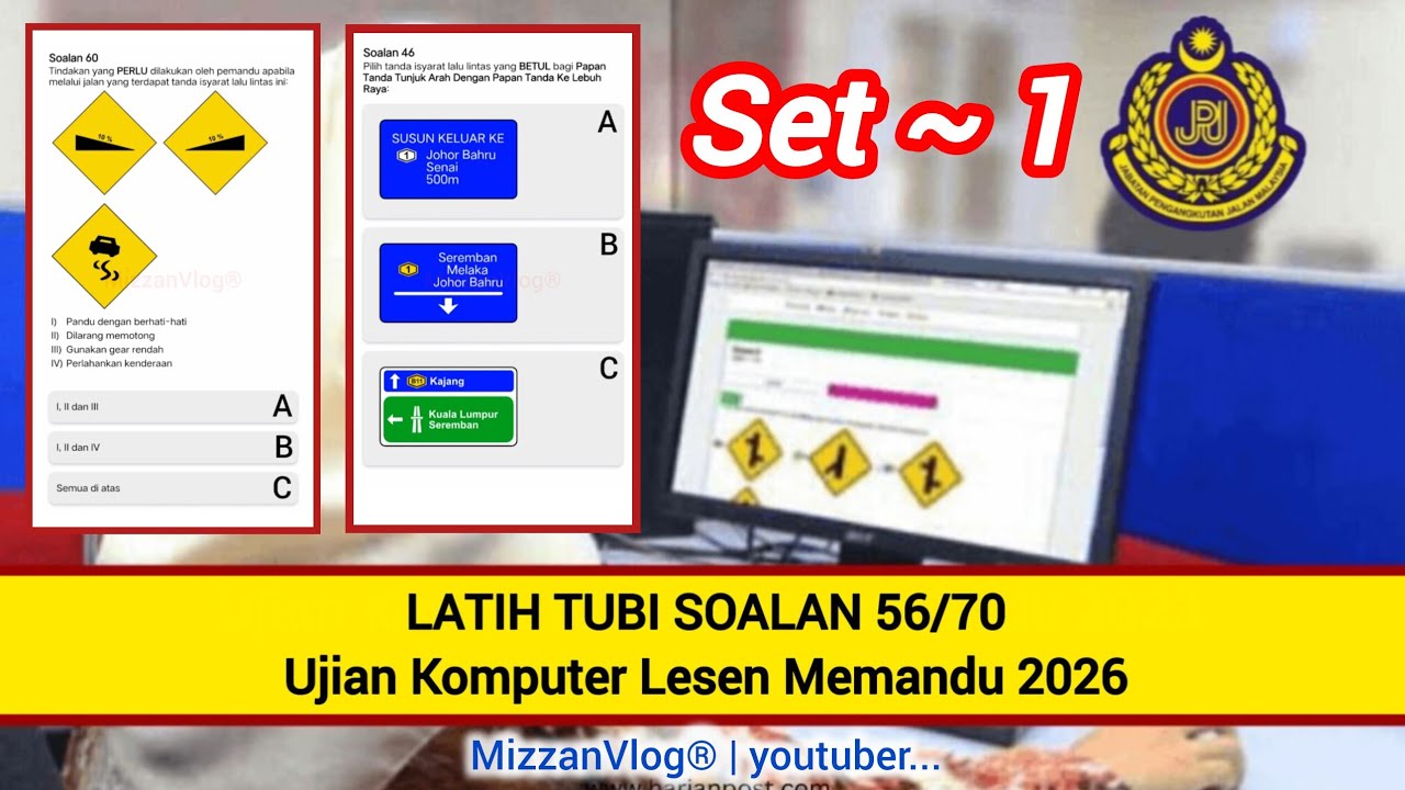 KPP01 | Latih Tubi Soalan ( SET 1 ) Ujian Komputer Lesen Memandu 2026 Yang 100% Lulus. #KPP2026