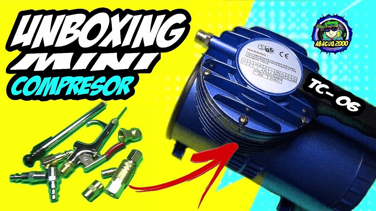 UNBOXING & REVIEW MINI AIR COMPRESOR MODELO TC-06 TODO LO QUE TIENES QUE SABER abacuq2000