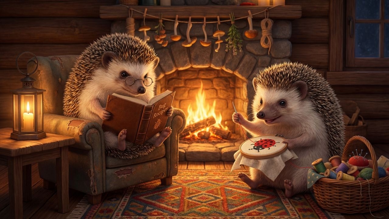 Hedgehog's Cozy Evening 🦔 Soft Piano & Fireplace Ambience for Pure Relaxation and Comfort