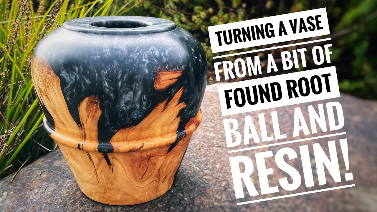 Wood Turning - A Vase From A Found Root Ball & Resin