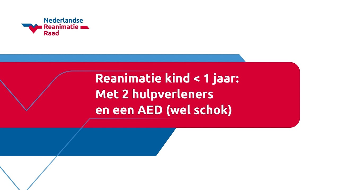 Reanimatie kind  jonger dan 1 jaar:  Met  2 hulpverleners en een AED (wel schok)