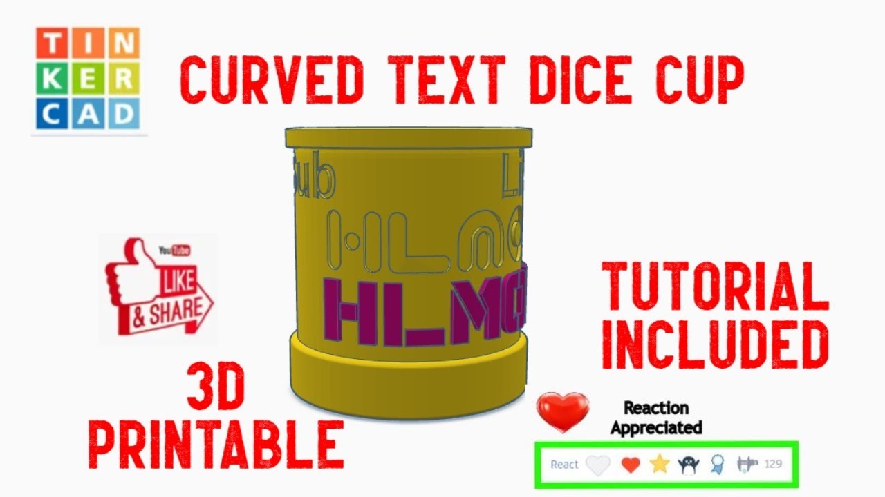 Create a Dice Cup with Custom Curved Text Master Tinkercad in Minutes