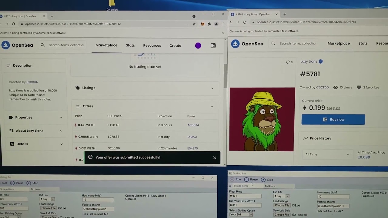 NFT Opensea bidding bot