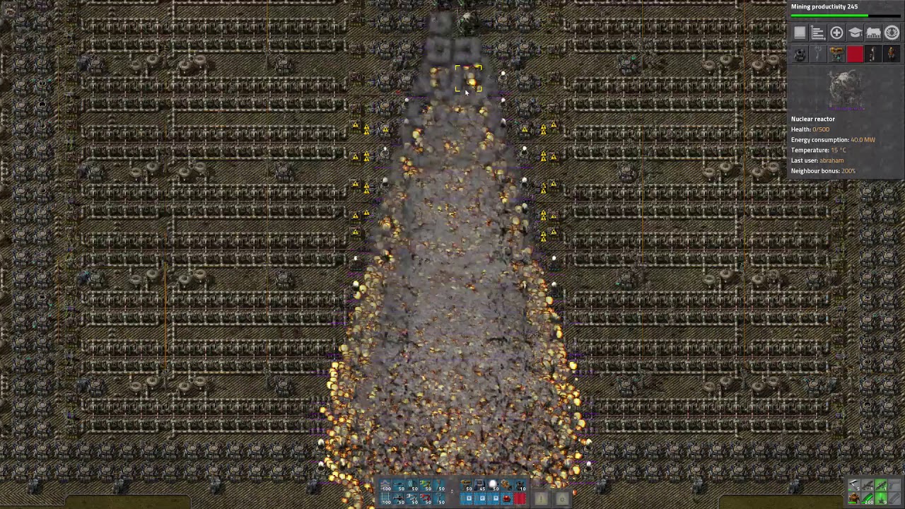 Factorio 96 nuclear reactor chain reaction