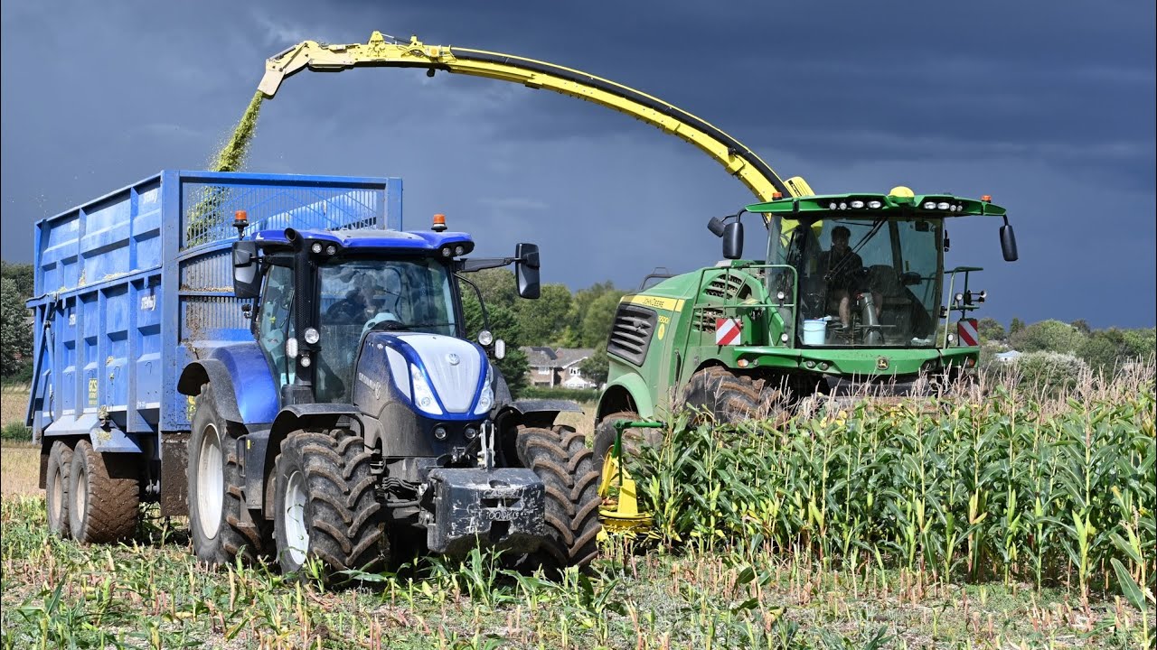 Maize Harvest 2025 - John Deere 9500i and New Holland, two Case IH, & John Deeres