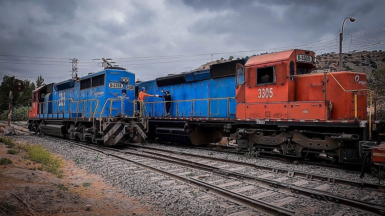 Cambio de locomotoras EMD / Fepasa - Estación Calera (Chile).