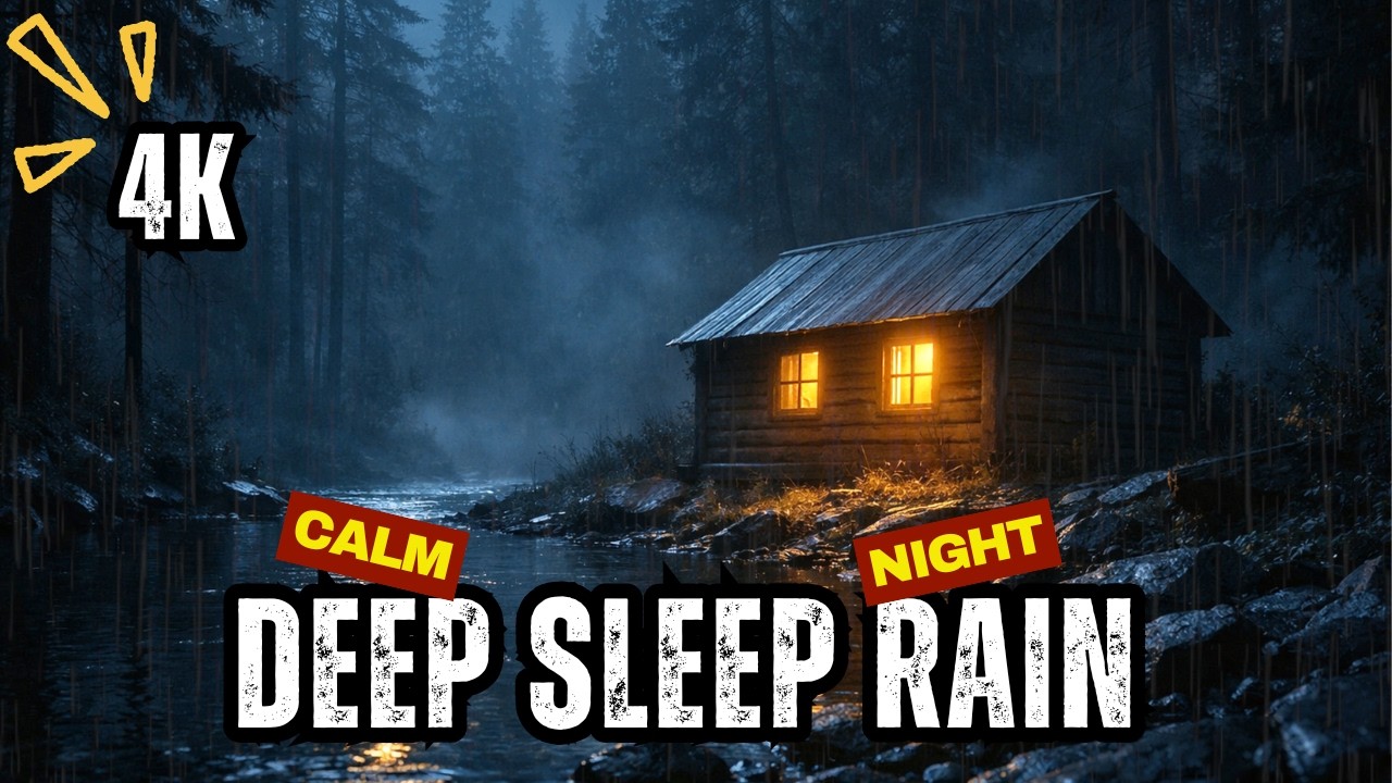 Rain & Soft Thunder Sounds in Forest Cabin | Relax, Sleep Fast | 3 Hours 🌙🌧️⚡⛈️4K !