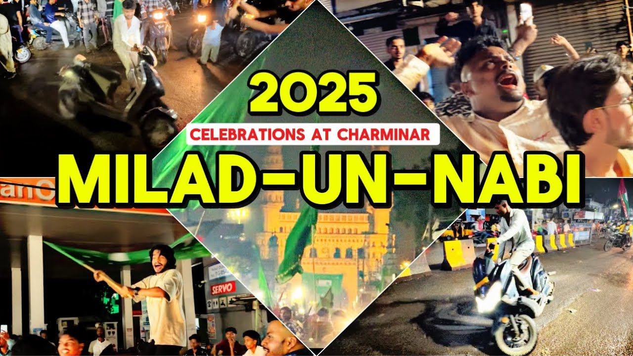 Milad-Un-Nabi Celebration at Charminar Hyderabad| Bike Stunt |10,000 People #miladunnabi #hyderabad 