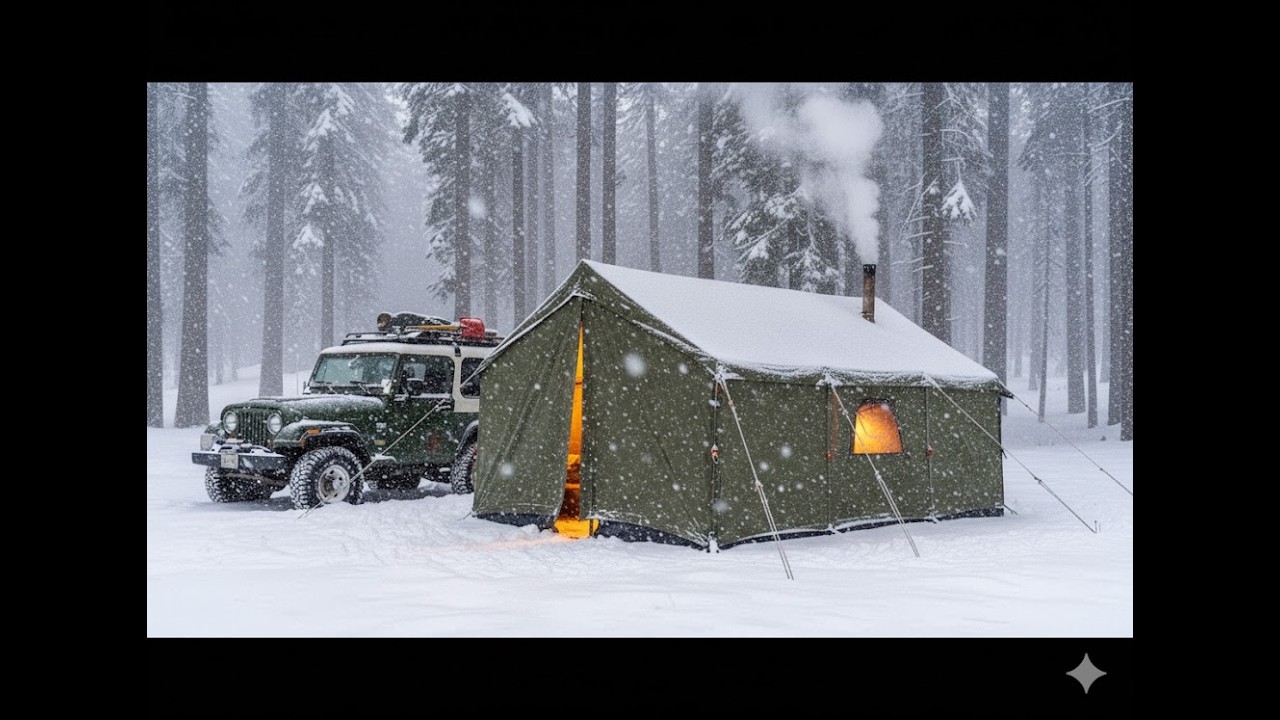 Solo Survival in Heavy Snow | Cozy Hot Tent vs Wild Blizzard Snowfall | Winter Storm Survival